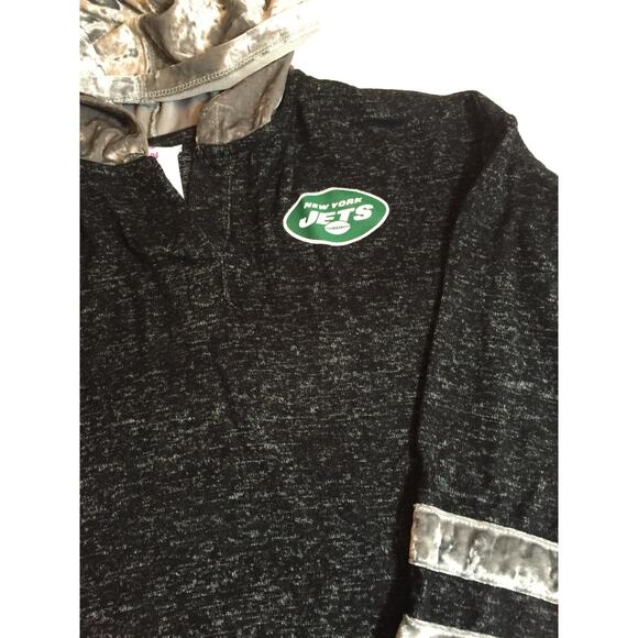 NFL Teens New York Jets Hoodie Girl's XL (15/17) Black & Grey Long Sleeve - Picture 2 of 3